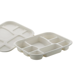 Bandejas de comida Thali, platos clásicos de bagazo biodegradables, platos de caña de azúcar desechables ecológicos para fiestas, eventos, catering - Product Image 1