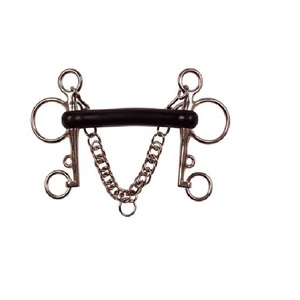 QHP equestrian Gear Pro steestrian Pro STEEL Flexi-Rubber ปาก Pelham โลโก้ที่กำหนดเองบิตขี่ม้าตะวันตกผลิตภัณฑ์ที่ทนทาน - Product Image 3