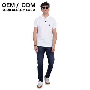 Gran oferta, camisetas con logotipo personalizado de punto Formal de algodón 100% sólido con cuello Unisex para hombre, proveedor al por mayor suave de 220g - Product Image 6