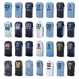 Maillot de basket-ball américain sur mesure en gros, taille plus, Memphis # 12 MORANT Maillot de basket respirant en mesh à séchage rapide - Product Image 1