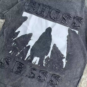 Camiseta lavada con ácido de algodón pesado personalizada para hombre, camiseta recortada de gran tamaño 250GSM con bordado desgastado, estilo de calle - Product Image 2