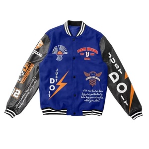 Personnalisez votre veste universitaire unisexe en laine bleue avec manches en cuir, logo de tigre de basketball, impression par sublimation, décontractée, automne - Product Image 2