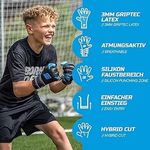 Guantes de portero de alta calidad para niños, manejo de bolas de nivel superior, cortes personalizables, colores, tamaños hechos, inyección de goma duradera - Product Image 2