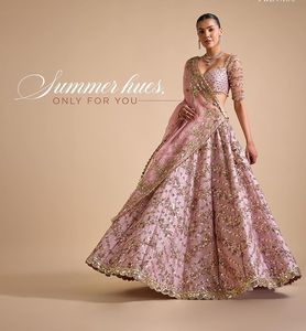 Elegant Wedding Silk Lahenga with Heavy <b>Sequins</b> and Hand-Drawn Traditional Choli for Parties - Product Image 1