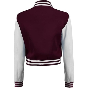 <b>Men</b> Classic mahroon and <b>White</b> Varsity <b>Jacket</b> Authentic Athletic Letterman Bomber with Striped Trim - Product Image 2