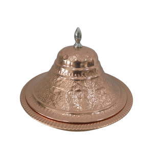 Plato de comida de aluminio y hierro a precios al por mayor, acabado antiguo de cobre de forma redonda Tajeen para decoración de hogar y Hotel - Product Image 4