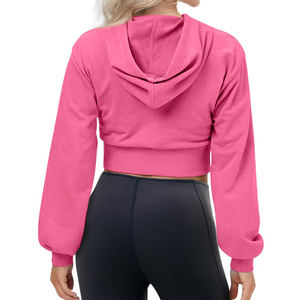 Sudaderas con capucha cortas en blanco lisas para mujer de alta calidad completamente personalizadas de calidad premium de fábrica - Product Image 3