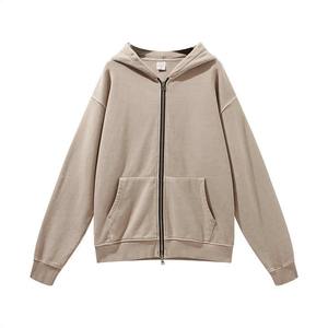 Service OEM Vente en Gros Sweat à Capuche d'Automne pour Hommes avec Fermeture Éclair 100% Coton de Haute Qualité Poids Lourd Vintage Lavage à l'Acide Surdimensionné Respirant - Product Image 4