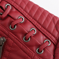 Blouson moto femme 2026 coupe ajustée en PU rouge, imperméable, respirant, réversible, séchage rapide, avec détails lacés et doublure en nylon