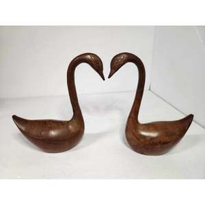 Sculpture de canard en bronze faite à la main ensemble de 2 artisanat en métal Figurine de canard antique vaisselle centre de table articles fournitures d'événement - Product Image 4