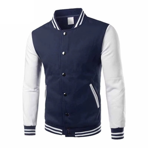 Streetwear Custom Men's Varsity <b>Jacket</b> High Quality College Bomber <b>Jacket</b> with Canvas Stand Collar Front Chenille Embroidery - Product Image 4