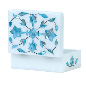 Customizable Marble Jewellery Box with MOP Work Excellent Quality Square Pattern Girls' Options Available <b>for</b> <b>Sale</b> - Product Image 5
