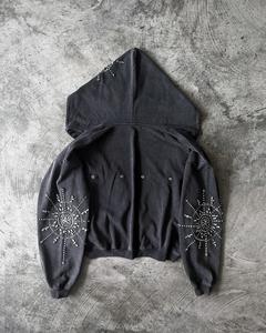 Sudadera con Lavado Ácido Hecha a Medida con Bordado Desgastado y Adornos de Piedras, Fabricante OEM con Logotipo Personalizado al por Mayor. - Product Image 6