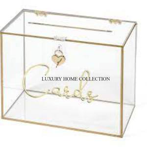 Juego de 2 cajas de almacenamiento de acrílico transparente de forma cuadrada, caja de almacenamiento de tarjetas decorativas para mesa de boda y oficina hecha a mano más vendida - Product Image 4