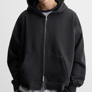 Sweat à capuche délavé pour hommes Sweat à fermeture éclair avec capuche en coton biologique Sweats à capuche pour hommes Polaire personnalisée Sweat pour hommes Expédition DDP - Product Image 1