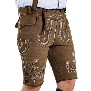 Auténticos Pantalones Cortos Bávaros Personalizados con Bordado y Tirantes Ajustables de Lona para el Oktoberfest - Product Image 1