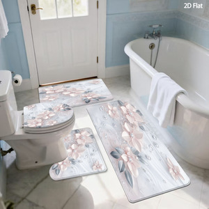 Ensemble de tapis de salle de bain imprimés sur mesure pour salle de bain, rideau de douche antidérapant, tapis de bain - Product Image 1