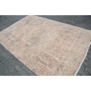 Turkish Large Rug 6.2x9 ft, <b>Brown</b> Persian Vintage <b>Wool</b> Rug - Product Image 2