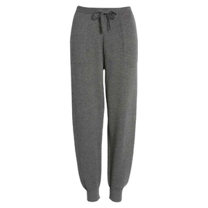 กางเกงขายาวลำลองสไตล์สตรีทเอวกลาง ผ้าฝ้าย 100% สีเทา ใส่สบาย เอวยางยืด เสื้อผ้าผู้หญิง - Product Image 1