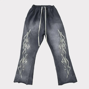 Pantalon évasé vintage unisexe avec logo imprimé personnalisé, léger et long cordon de serrage décontracté, lourd pour homme - Product Image 3