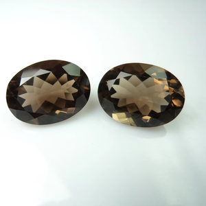 Quartz fumé brun forme ovale taille calibrée personnalisée coupe à facettes de qualité supérieure en vrac naturel Quartz fumé pierre précieuse en gros OEM - Product Image 1