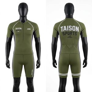 Combinaison de sport en polyester et élasthanne premium 220 GSM, jaune et noir avec empiècements contrastés, logo personnalisé par sublimation, coupe ajustée - Product Image 5