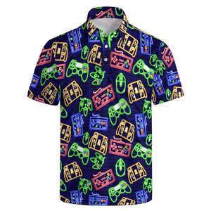 Divertido 3D impreso neón Polo camisa para hombres Verano de gran tamaño de manga corta personalidad calle camisetas Tops Casual ropa masculina - Product Image 2