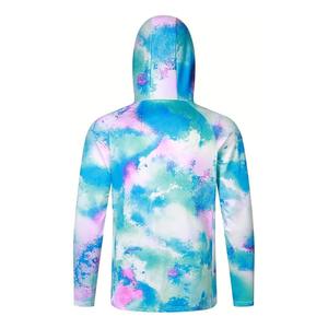 Camiseta con Capucha de Protección Solar para Hombre al por Mayor, Camiseta de Pesca de Manga Larga con Protección UV Sublimada de Poliéster para Hombre, Fácil de Lavar - Product Image 3