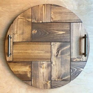 Bandeja pequeña de madera de acacia Premium, vajilla de almacenamiento de escritorio sólida redonda para té, fruta, aperitivos, nueces, platos y platos de postre - Product Image 1