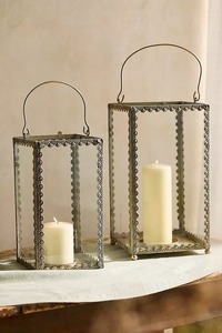 European Rustic Nordic-Inspired Modern Home Wedding Decorations Clear <b>Glass</b> Christmas <b>Lanterns</b> Brass Metal Iron Candle Holders - Product Image 4