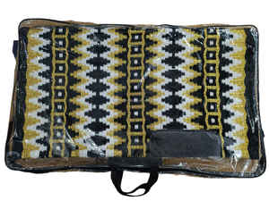 Couverture de selle de cheval fantaisie de qualité supérieure 100%, coussin d'exposition en laine de nouvelle-zélande tissé serré noir/blanc avec du métal doré pur taille 34x42 - Product Image 4