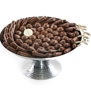 Bol à chocolat rond en métal martelé argenté fabriqué à la main pour l'affichage de chocolat de fêtes d'anniversaires dans les hôtels, les restaurants et les cafés - Product Image 5