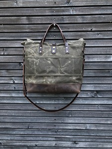 กระเป๋าผ้าใบแบบม้วนด้านบนพร้อมที่จับกระเป๋าหนังและสาย LCTG-0013คล้องไหล่ - Product Image 5