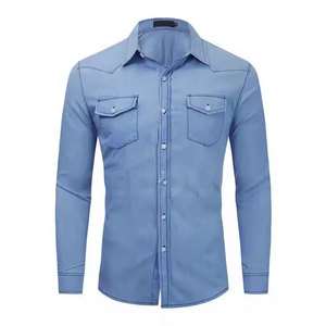 บริการขายส่งแบบ OEM เสื้อเชิ้ตยีนส์ลำลองผู้ชาย ผ้าฝ้าย 100% คุณภาพสูง รับทำโลโก้ ดีไซน์คลาสสิก แขนยาว ระบายอากาศได้ดี แห้งเร็ว - Product Image 1