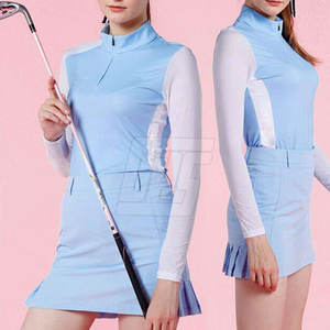 Women Golf Uniform <b>Stretch</b> Fabric Polo Top and <b>Skirt</b> Outfit Comfortable for Daily Practice and Club Play - Product Image 5