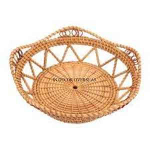 Les plus exigeants meilleure qualité rotin fait forme ronde aspect attrayant centre de table plateau de service de fabricant indien - Product Image 6