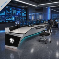 Console de travail ergonomique moderne en métal à hauteur réglable et taille personnalisable pour centre de commande de diffusion