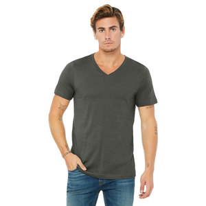 Camiseta de verano de algodón puro con cuello en V para hombre, camiseta de manga corta con logotipo personalizado, camiseta de Color sólido a la moda - Product Image 1