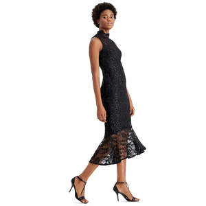 Abito tubino nero da donna Calvin Klein con collo a lupetto e pizzo ricamato, taglia 8, vita naturale - Product Image 3