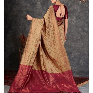 Elegante y Cómodo Saree de Invierno para Mujer, 100% Poliéster/Gasa, Traje Nupcial para Fiestas, Talla Personalizada, Alta Calidad - Product Image 4