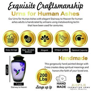 Urnas de cremación de aluminio artesanales con revestimiento Meena grande (220 Cu) y tamaños de recuerdo | Grabado disponible con bolsas de terciopelo - Product Image 4