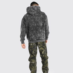 Sudadera con capucha personalizable de lavado ácido Vintage para hombre, sudadera de invierno de lana de algodón de gran tamaño, logotipo impreso, servicio OEM - Product Image 5