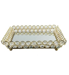 Bandeja rectangular para servir comida de diseño único moderno, organizador de pulido de hierro personalizado, asas de superficie larga, decoración del hogar, Crysta - Product Image 2