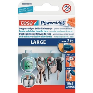 Tiras Autoadhesivas Powerstrips 58000 SB - Paquete de 10 L (20x50 mm) para Cinta Adhesiva de Oficina TESA - Product Image 1