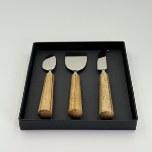 Juego de Queso Plateado con Mango de Madera, Cuchara, Tenedor, Rebanador y Espátula de Acero Inoxidable Moderno, Cubiertos de R B Overseas - Product Image 5