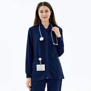Chaqueta de Enfermería para Mujer, Ropa de Trabajo Médica, Tejido Elástico Suave, Cierre Completo, Bolsillo Utilitario Frontal, Opciones de Personalización - Product Image 5