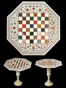 Luxury Marble <b>Chess</b> <b>Table</b> Handcrafted Stone Inlay Durable Waterproof for Outdoor Furniture Dining Living Room Bedroom Use - Product Image 4