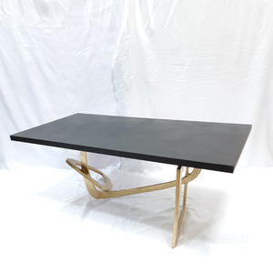 Table basse rectangulaire en MDF et métal aluminium, design moderne, couleur noire, pour balcon et salon - Product Image 1