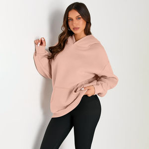 Sudadera con capucha de invierno de gran tamaño informal para mujer Sudadera con relieve de algodón 100% con logotipo personalizado en la parte delantera Precio barato OEM - Product Image 6