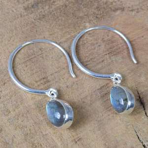 Boucles d'oreilles pendantes en labradorite poire faites à la main, en argent sterling 925, pierre précieuse naturelle, bijou mignon, cadeau pour femme, anniversaire - Product Image 5